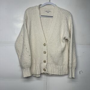 American Eagle Women’s Small Cream Chunky Knit Button Cardigan Swea